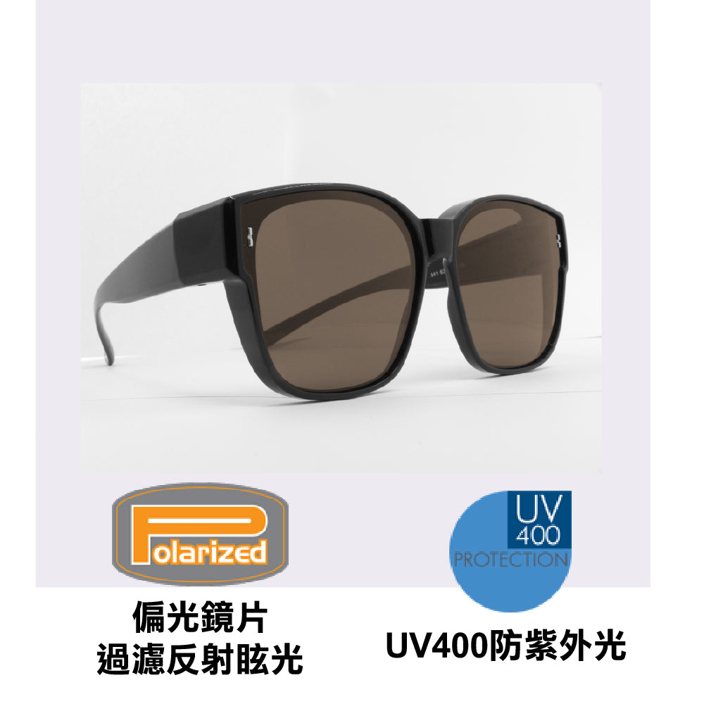 外掛式偏光太陽眼鏡 Polarized Sunglasses, 01 Black Frame / Gray Lens