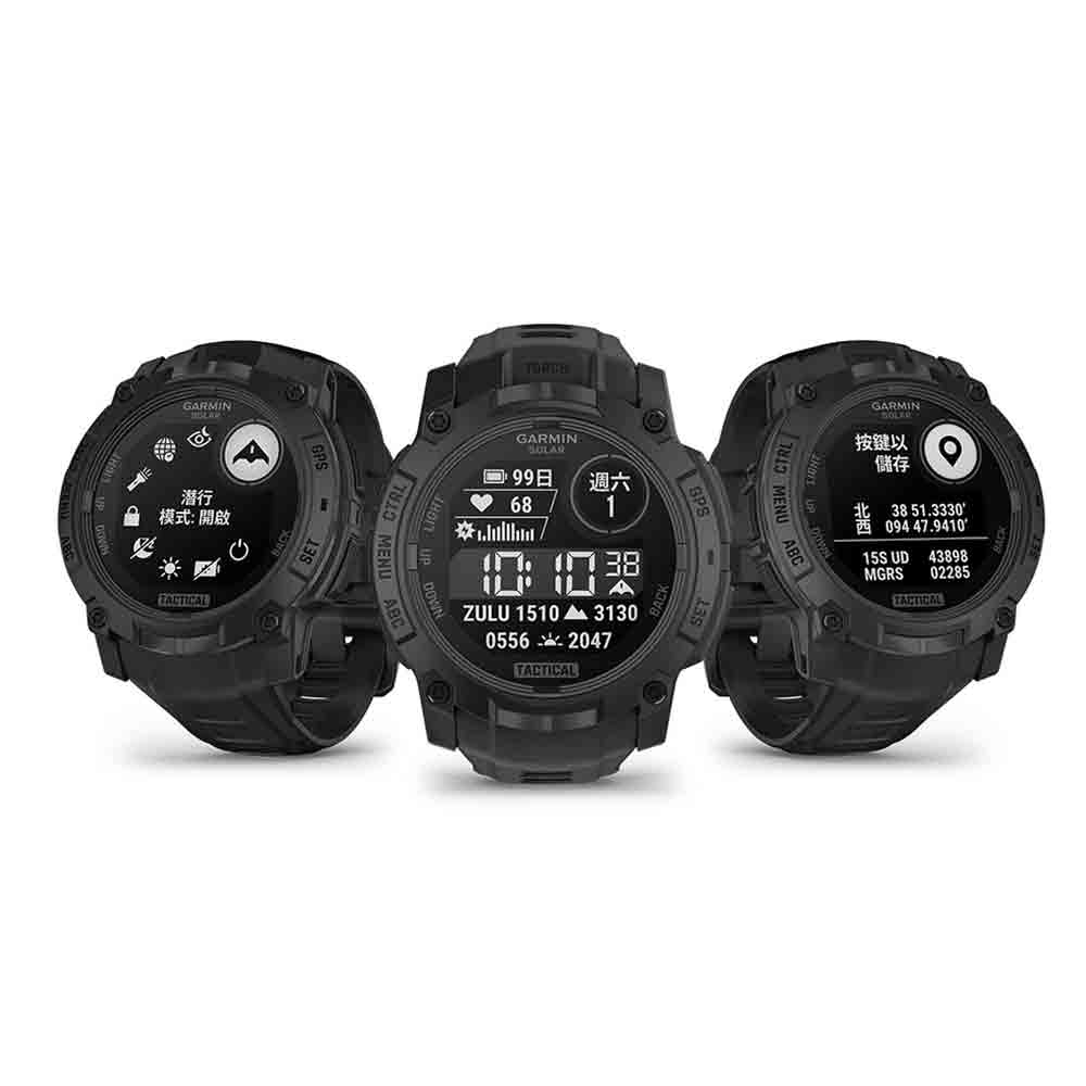 【預售 VIP 優惠,最快二至八星期左右有貨 PreSale VIP Exclusive Earliest arrival around 2-8 weeks】全方位軍規GPS太陽能智慧腕錶 Instinct 3 50mm Tactical Solar Black with Black Silicone