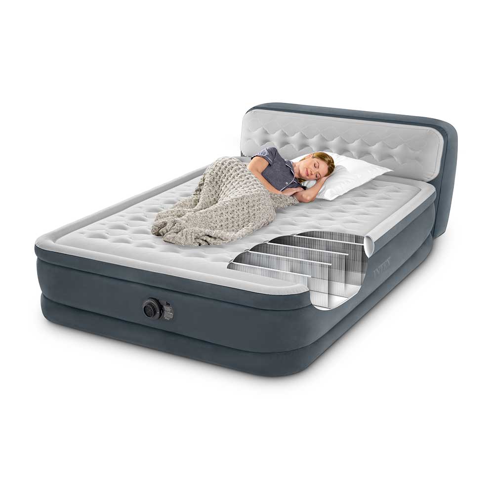 豪華露營充氣床墊附內置泵 220-240V Queen Ultra Plush Headboard Airbed W/Fiber-Tech Rp