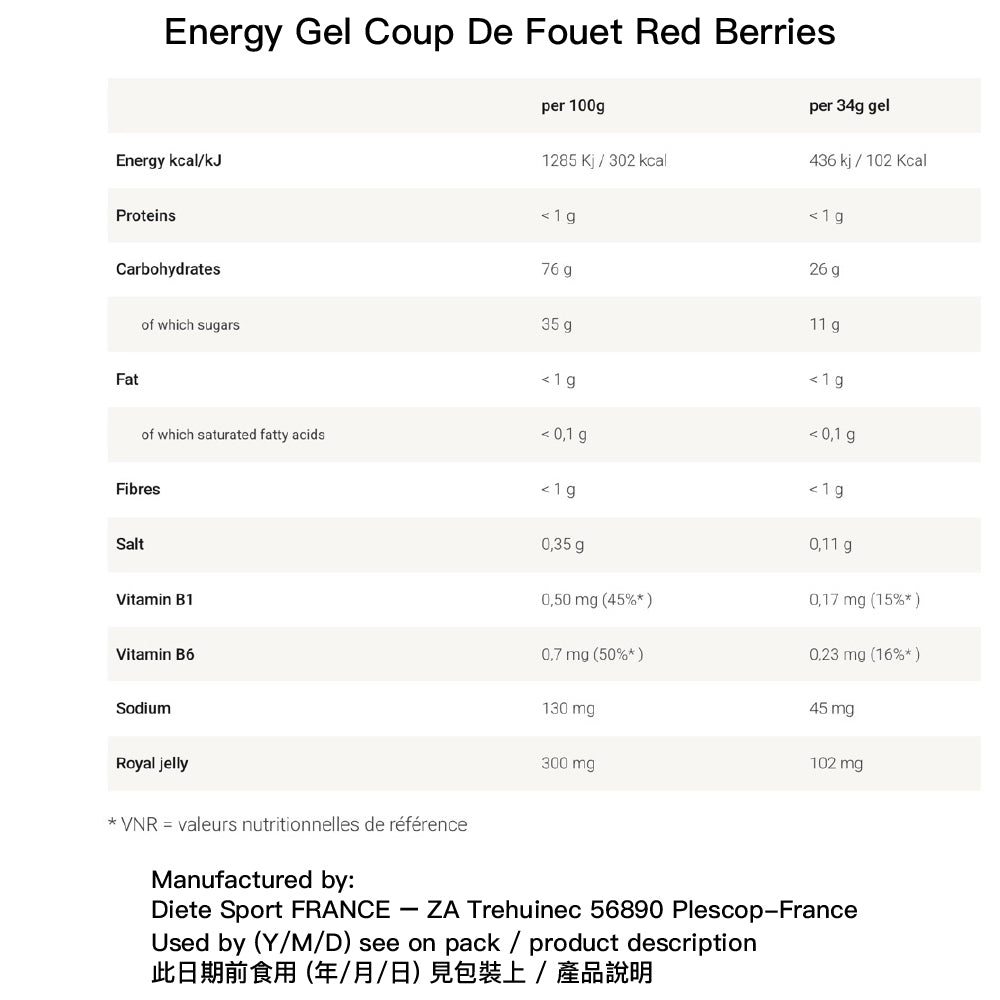 法國製速效量能量啫喱 Made in France Energy Gel - Coup De Fouet
