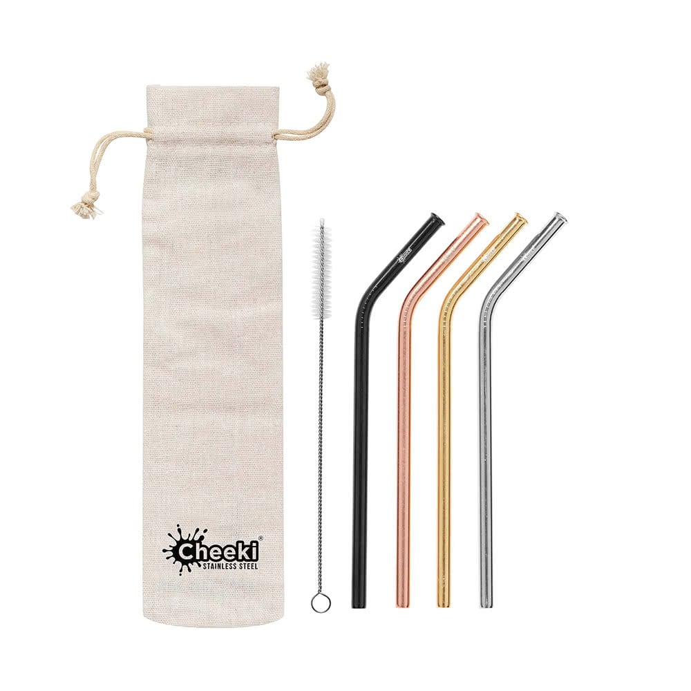 不鏽鋼曲飲管4支雜色套裝 Bent Straw 4 Mixed