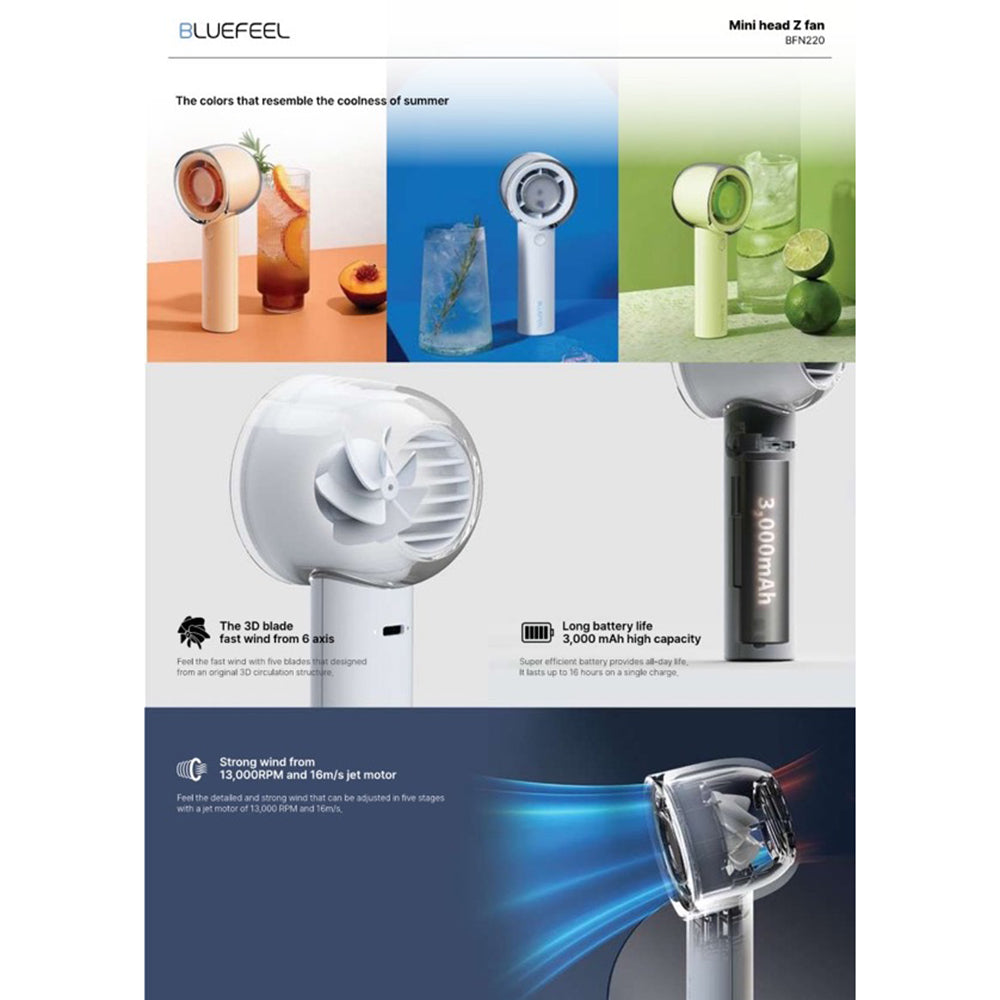 USB 充電式手提風扇【續航長達 16 小時】USB Mini head Z-fan【Last up to 16hrs】