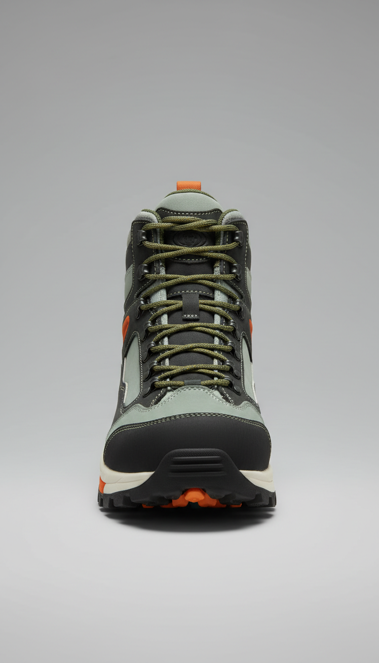 Mountain ascent hiking boots with slate peak grip