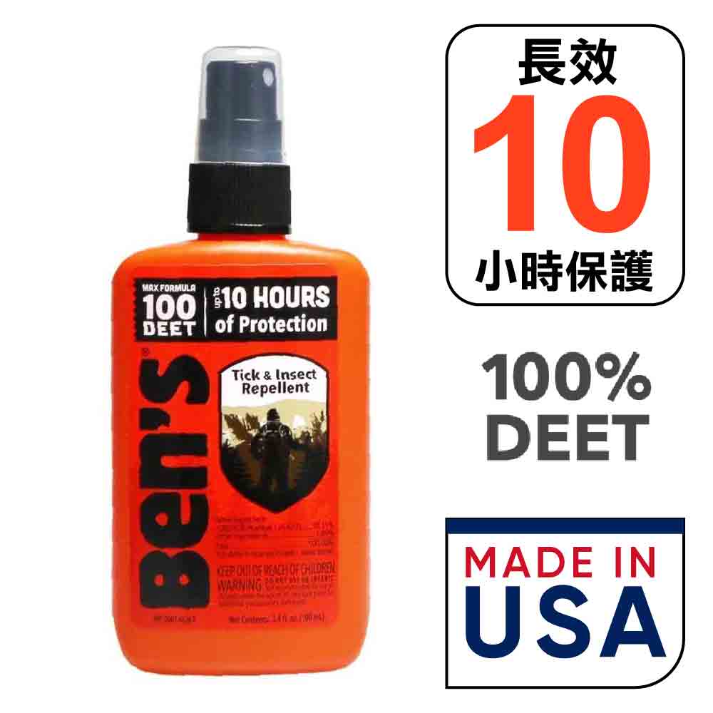 【含 100% DEET 長效 10 小時】Ben's-100® Tick & Insect Repellent Pump Spray