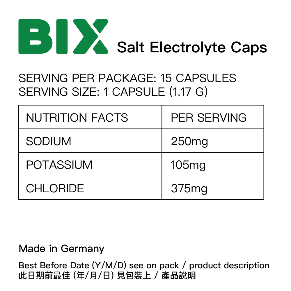 德國製運動鹽丸 Made in Germany Salt Electrolyte 250mg sodium Caps - 15 Tablets