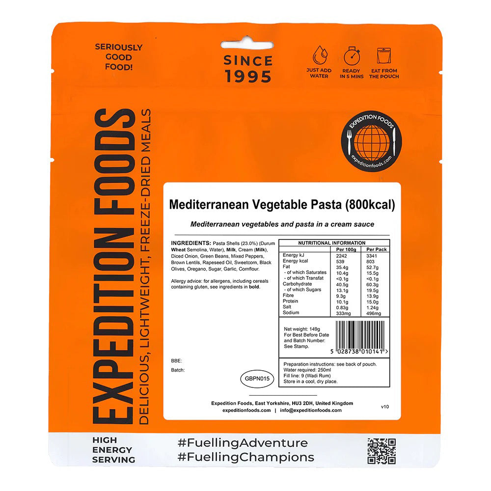 輕量化脫水食物 Mediterranean Vegetable Pasta