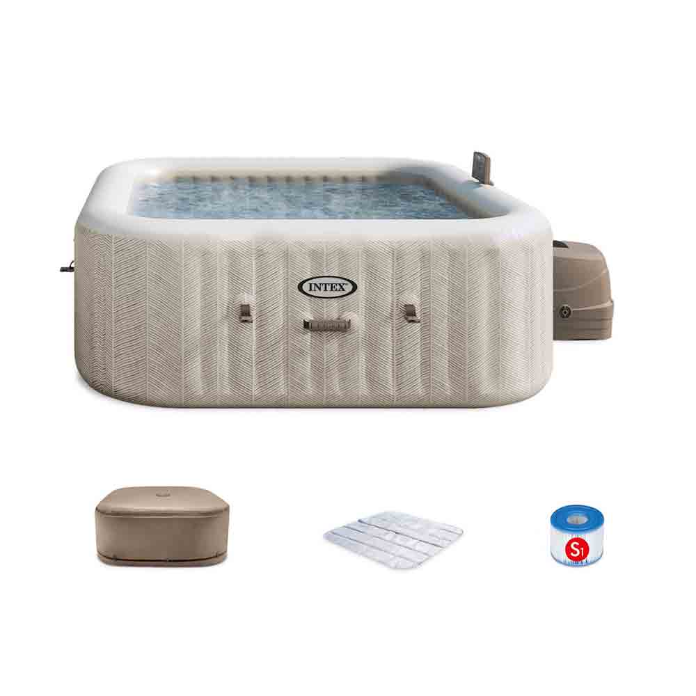 6人用充氣按摩水池 6-Person Chevron Deluxe Square Bubble Spa Set