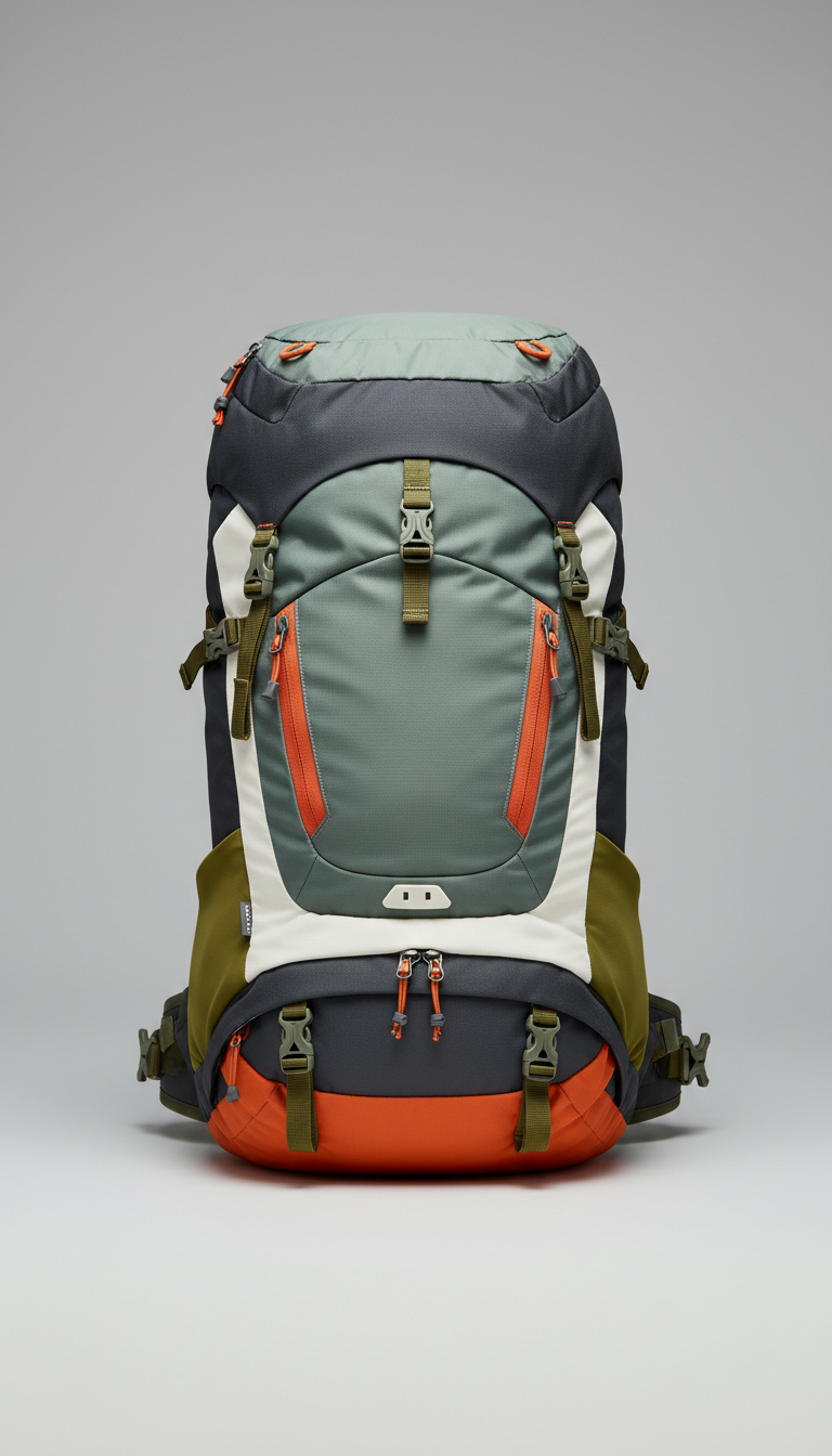 Technical hiking backpack with reinforced hardware