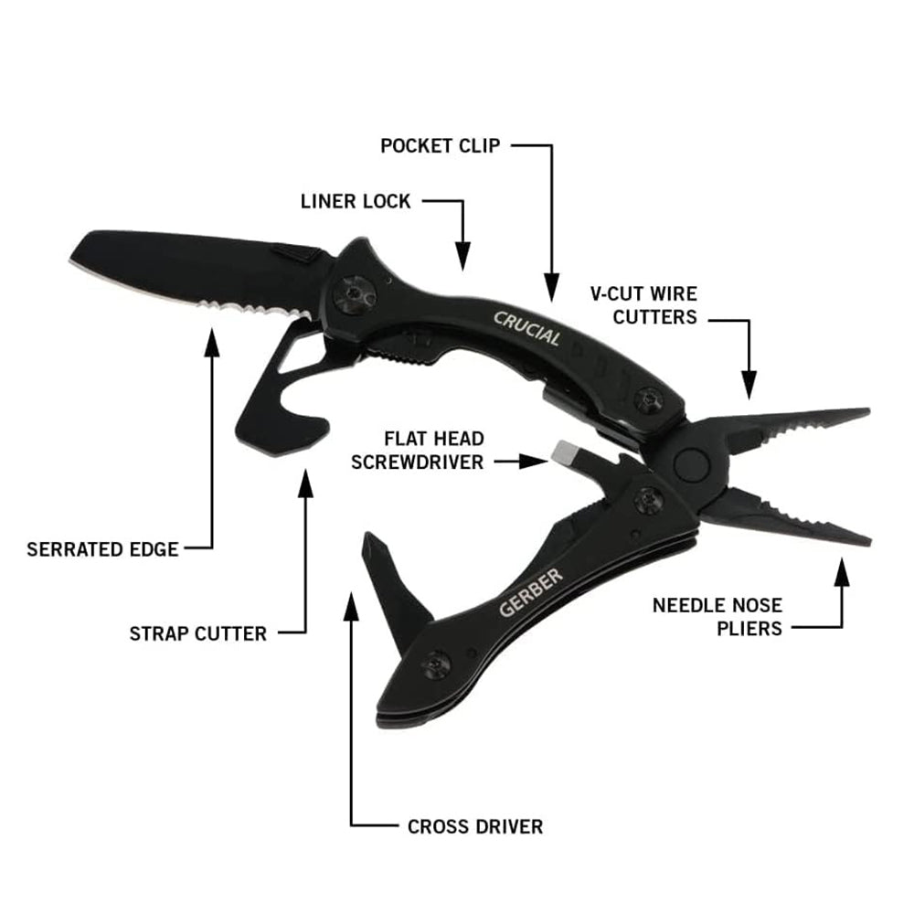 多功能工具 Crucial Black Multi-tool W/Strap Cutter