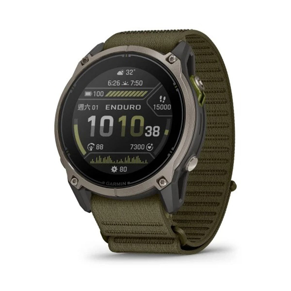 【VIP & MEMBER EXCLUSIVE PREORDER 尊享預訂】太陽能 GPS 手錶 Enduro 4 Titanium with Olive Fabric
