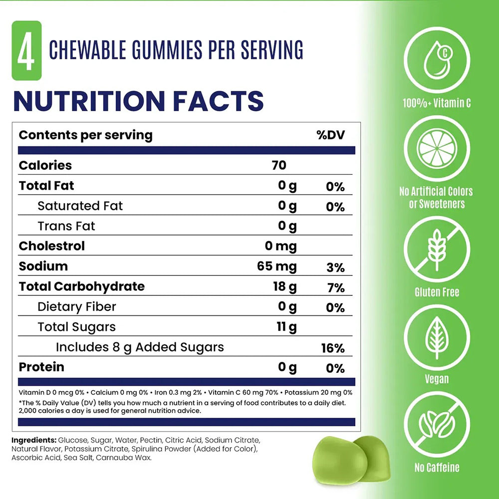 100%維他命C 能量糖 Energy Chews Green Apple