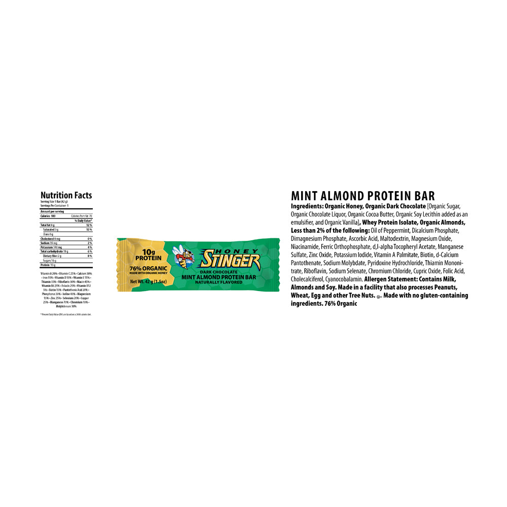 有機蜂蜜蛋白營養棒-薄荷杏仁 Protein Bar - Mint Almond