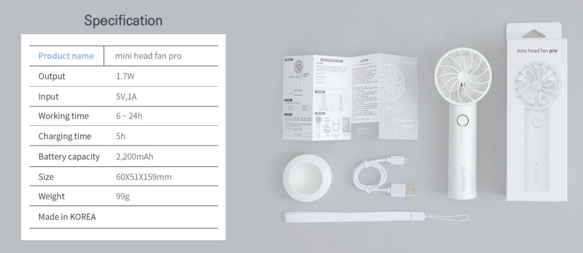 99g「大風」扇 Mini head fan pro - USB 充電