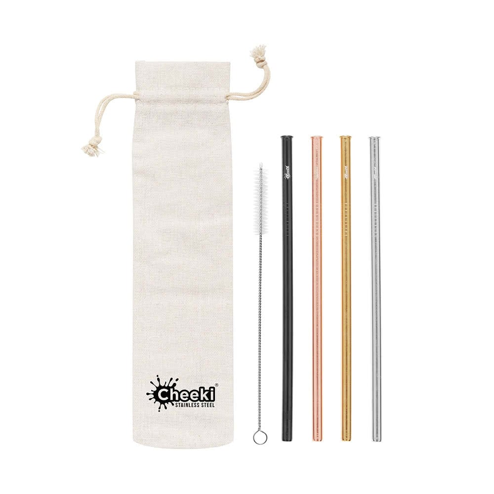 不鏽鋼飲管4支混色套裝 Straight Straw 4 Mixed