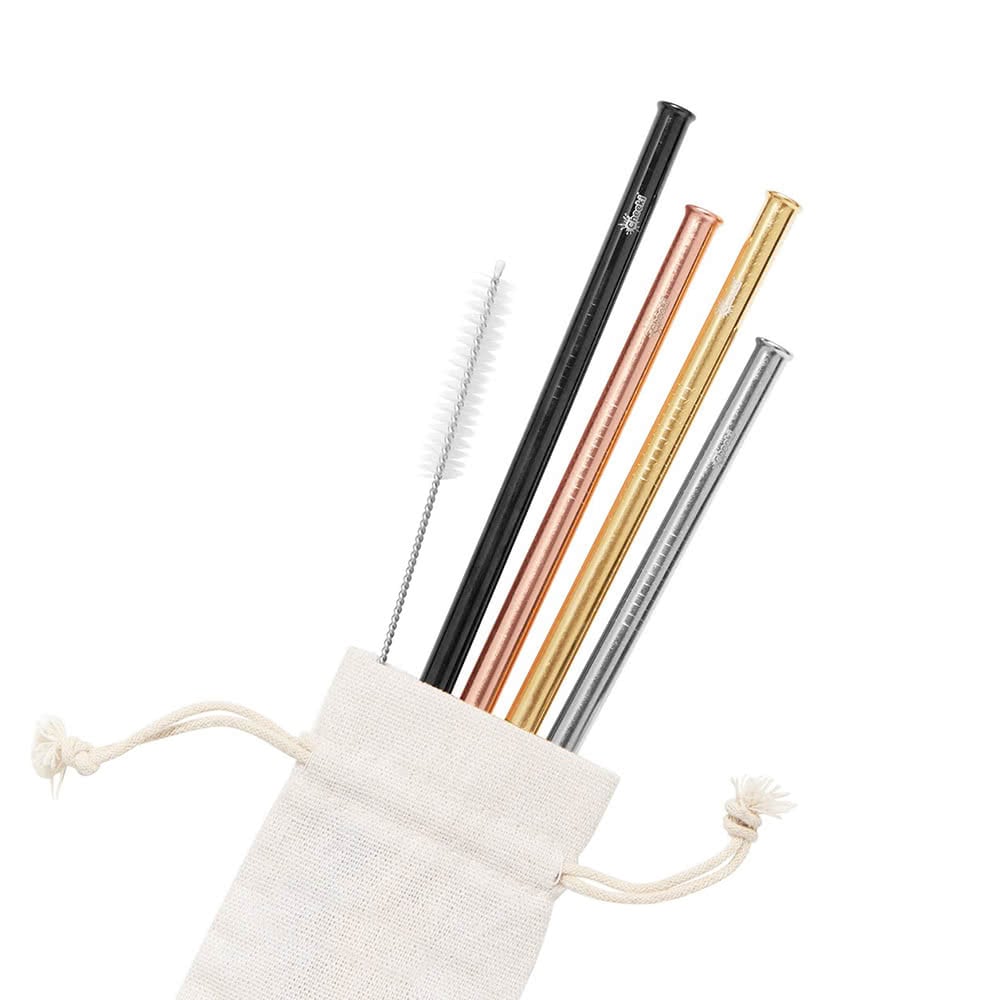 不鏽鋼飲管4支混色套裝 Straight Straw 4 Mixed